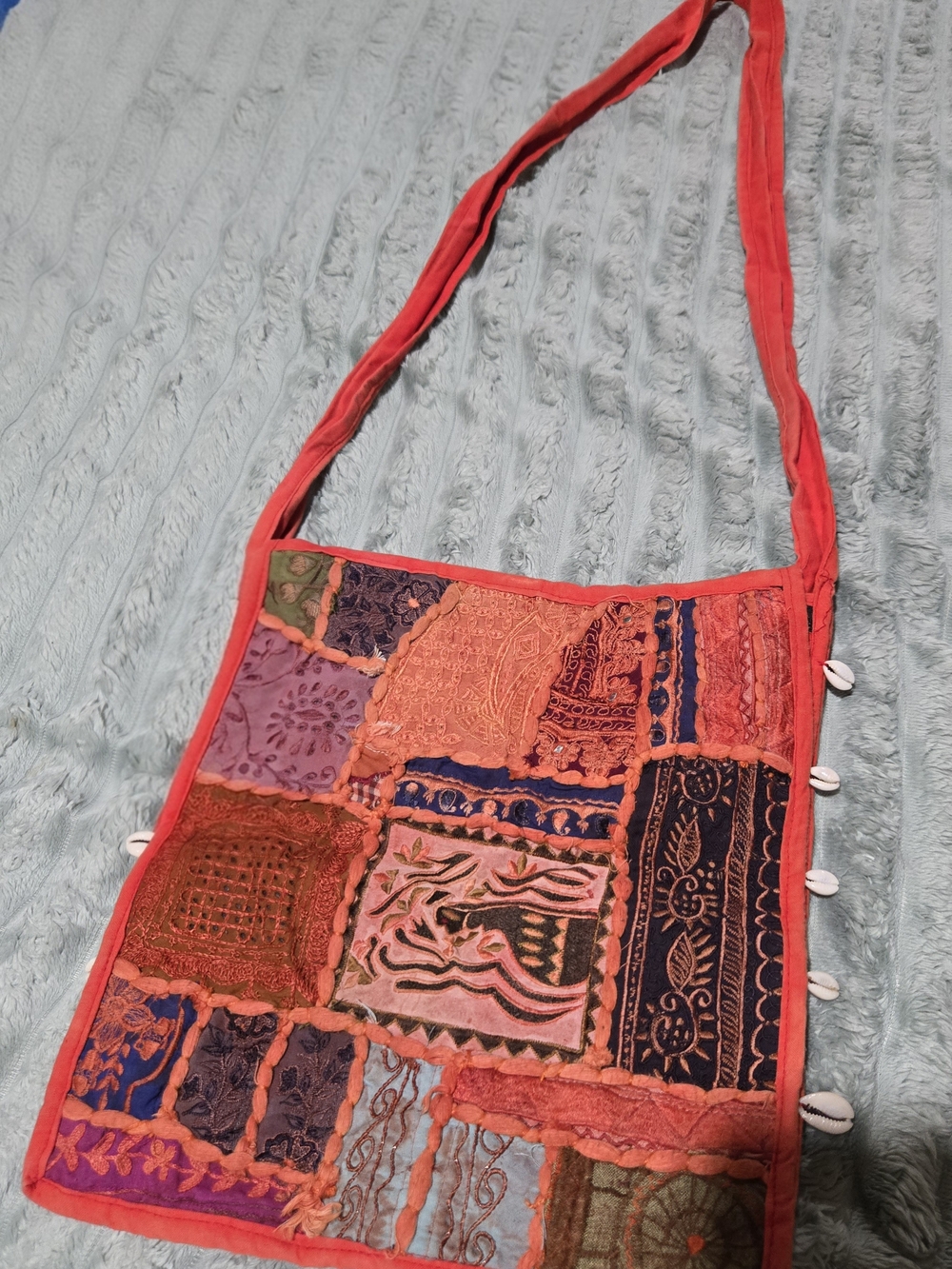 Red Boho Patchwork Shoulder Bag